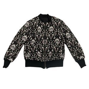 Women’s THE KOOPLES JAQUARD FOILAGE black & white bomber jacket size small